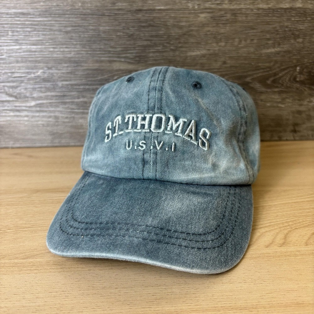 St. Thomas USVI Hat Cap Strap Back Blue Washed Iguana Jack's Souvenir Mens - Picture 3 of 9